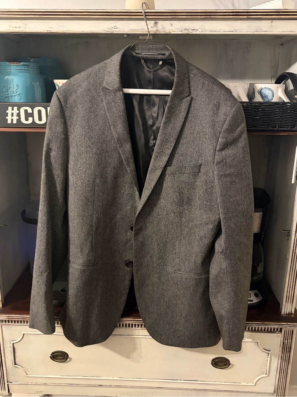 H&M Gray Men's Two-Button Wool-Blend Blazer 42R slim fit great condition